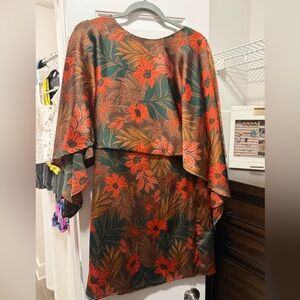 En Crème Satin brown Floral design dress